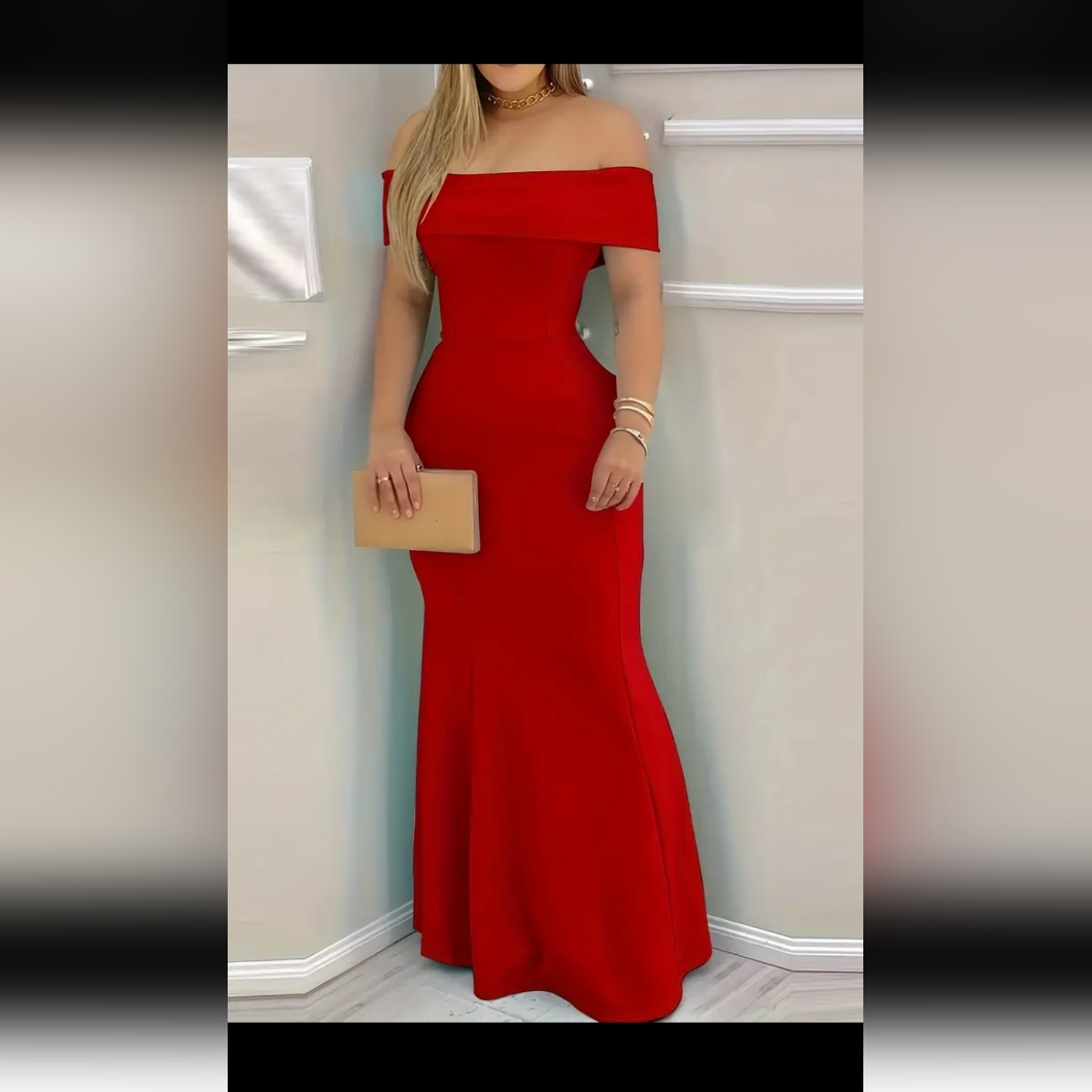 Elegant Red Off-Shoulder Evening Bodycon Vibrand Red Versatile All Season